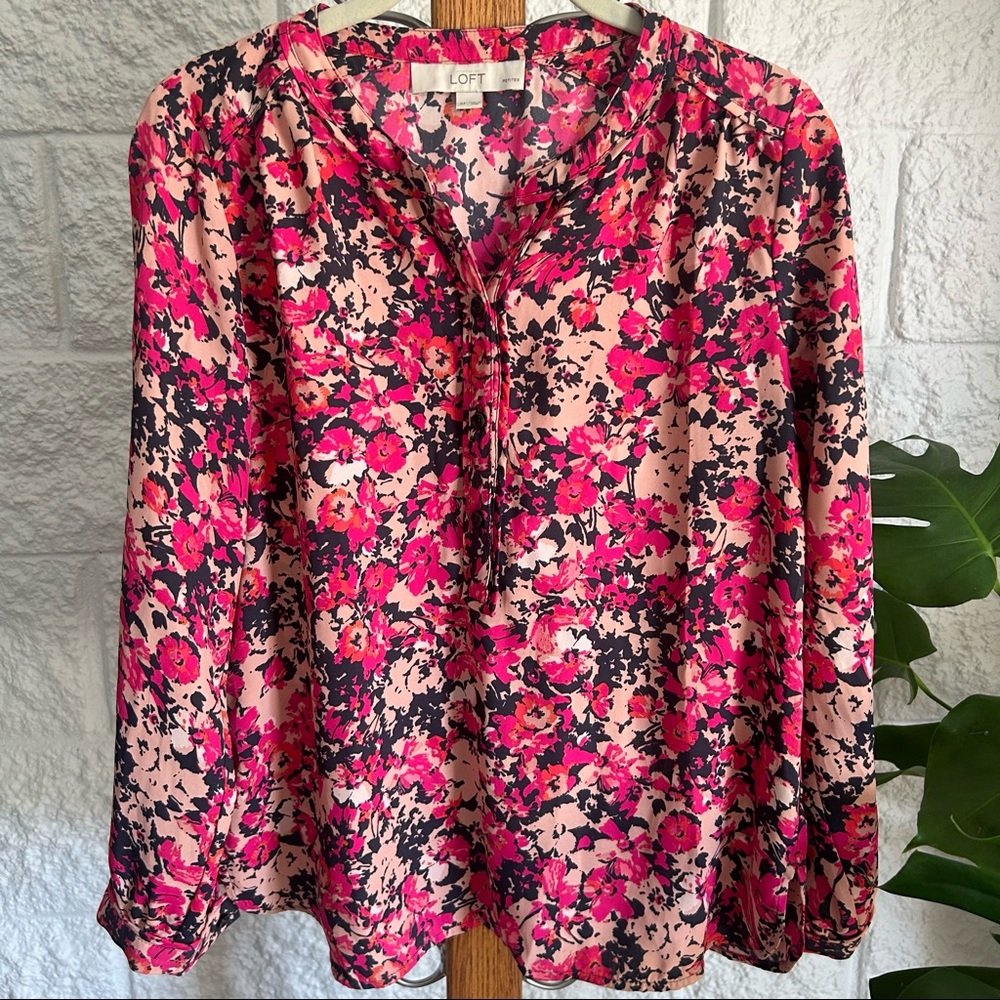 Loft Pink Floral Blouse